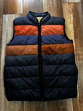 Husky Boy’s Colorblock Puffer Vest in Navy, Orange & Rust
